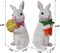 2 Pack Easter Bunny Figurine Decor, Standing Spring Resin White Rabbit Couple Statue Tabletop Ornament, Festival Present for Garden Home Table Office Dining Room Mantle Party Supplies
